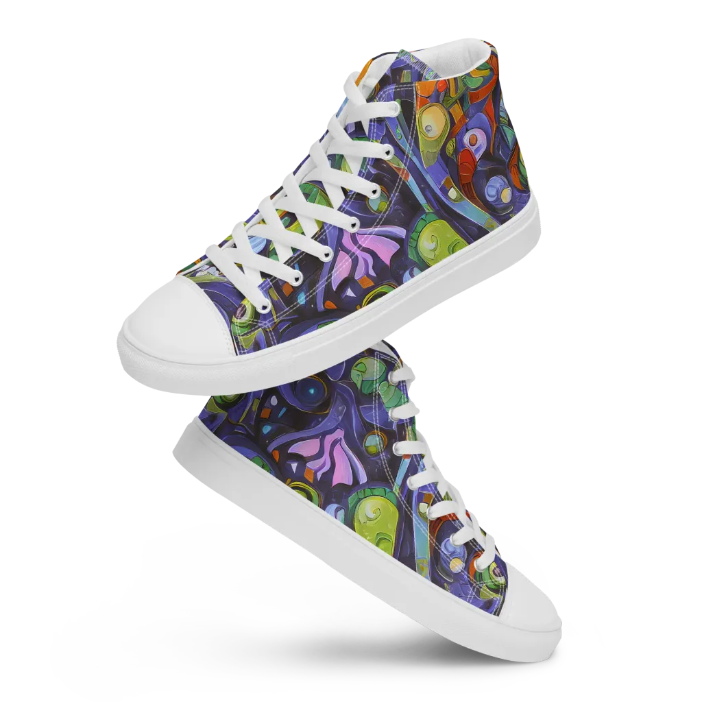 Neon Organism on Men's High Top Canvas Shoes — Front
