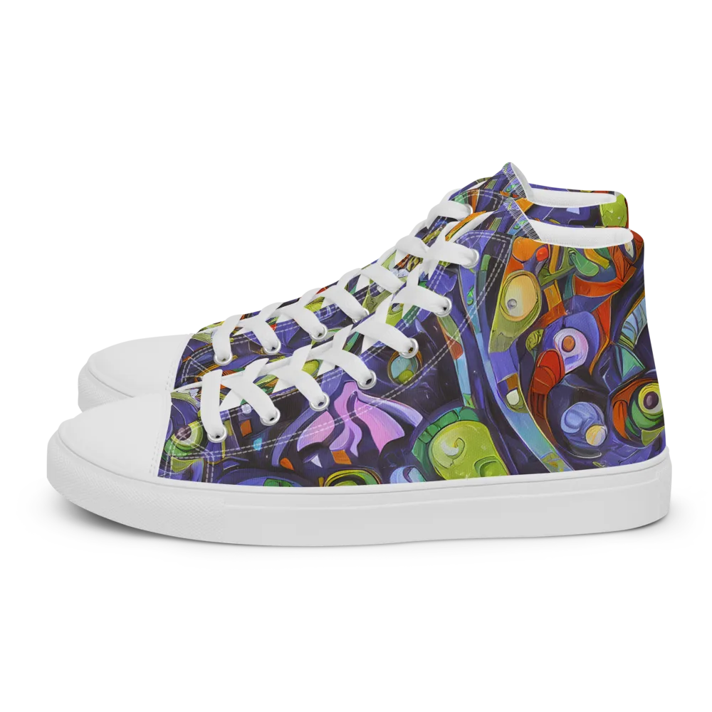 Neon Organism on Women's High Top Canvas Shoes — Left