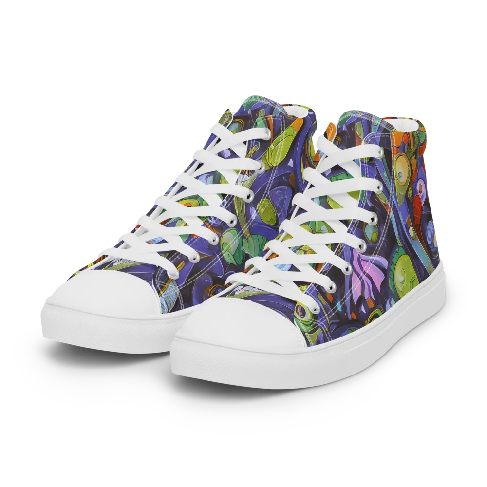 Neon Organism on Women's High Top Canvas Shoes — Left Front