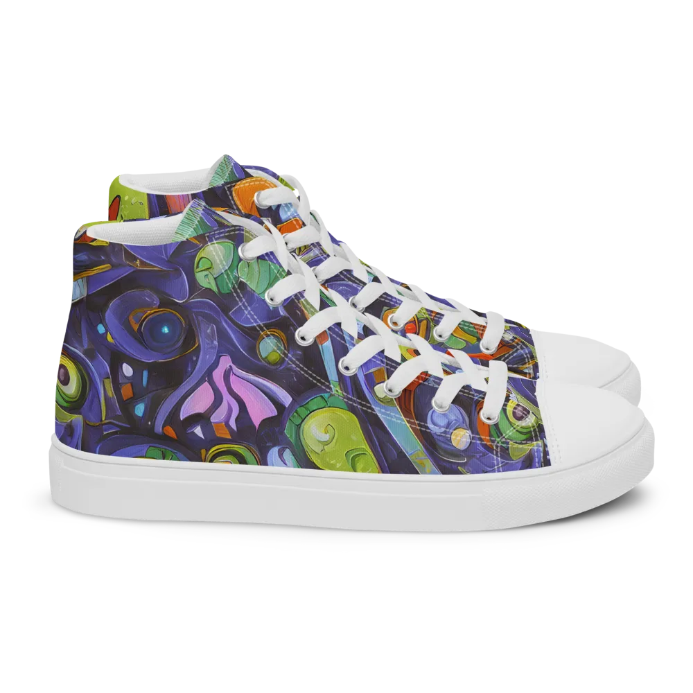 Neon Organism on Women's High Top Canvas Shoes — Right