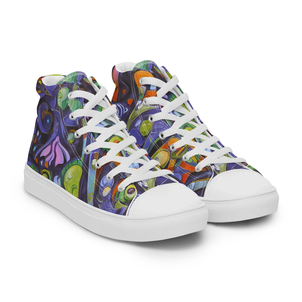 Neon Organism on Women's High Top Canvas Shoes — Right Front