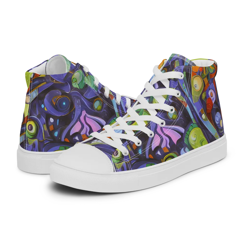 Neon Organism on Women's High Top Canvas Shoes — Left
