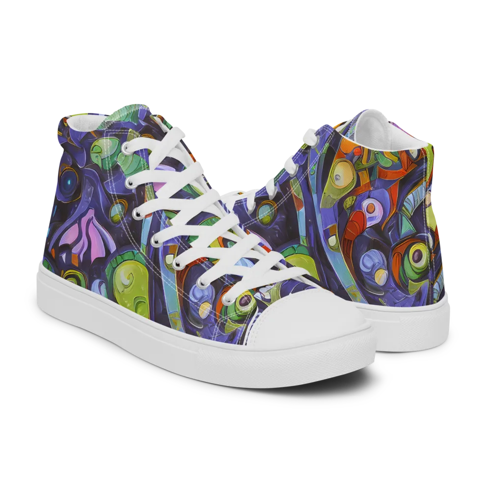 Neon Organism on Women's High Top Canvas Shoes — Right