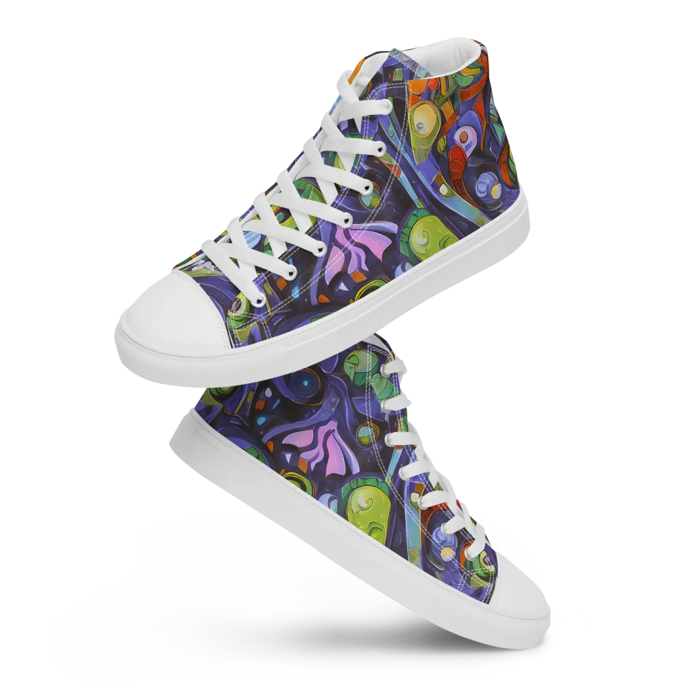 Neon Organism on Women's High Top Canvas Shoes — Front