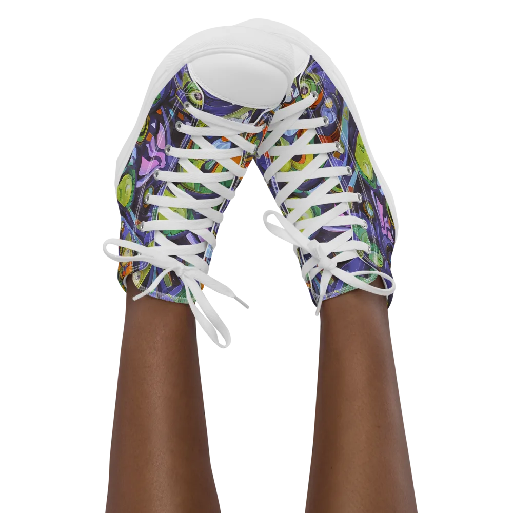 Neon Organism on Women's High Top Canvas Shoes — Front
