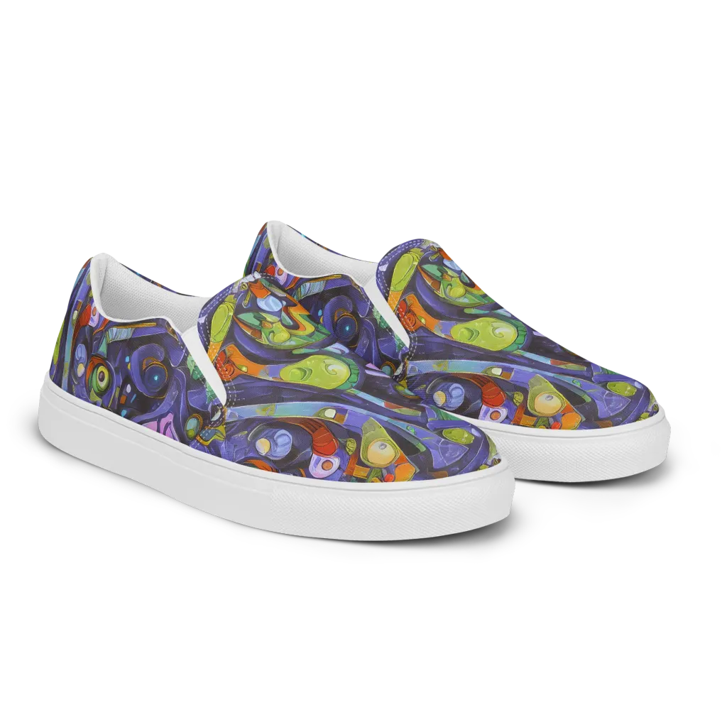 Neon Organism on Men's Slip-On Canvas Shoes — Right Front