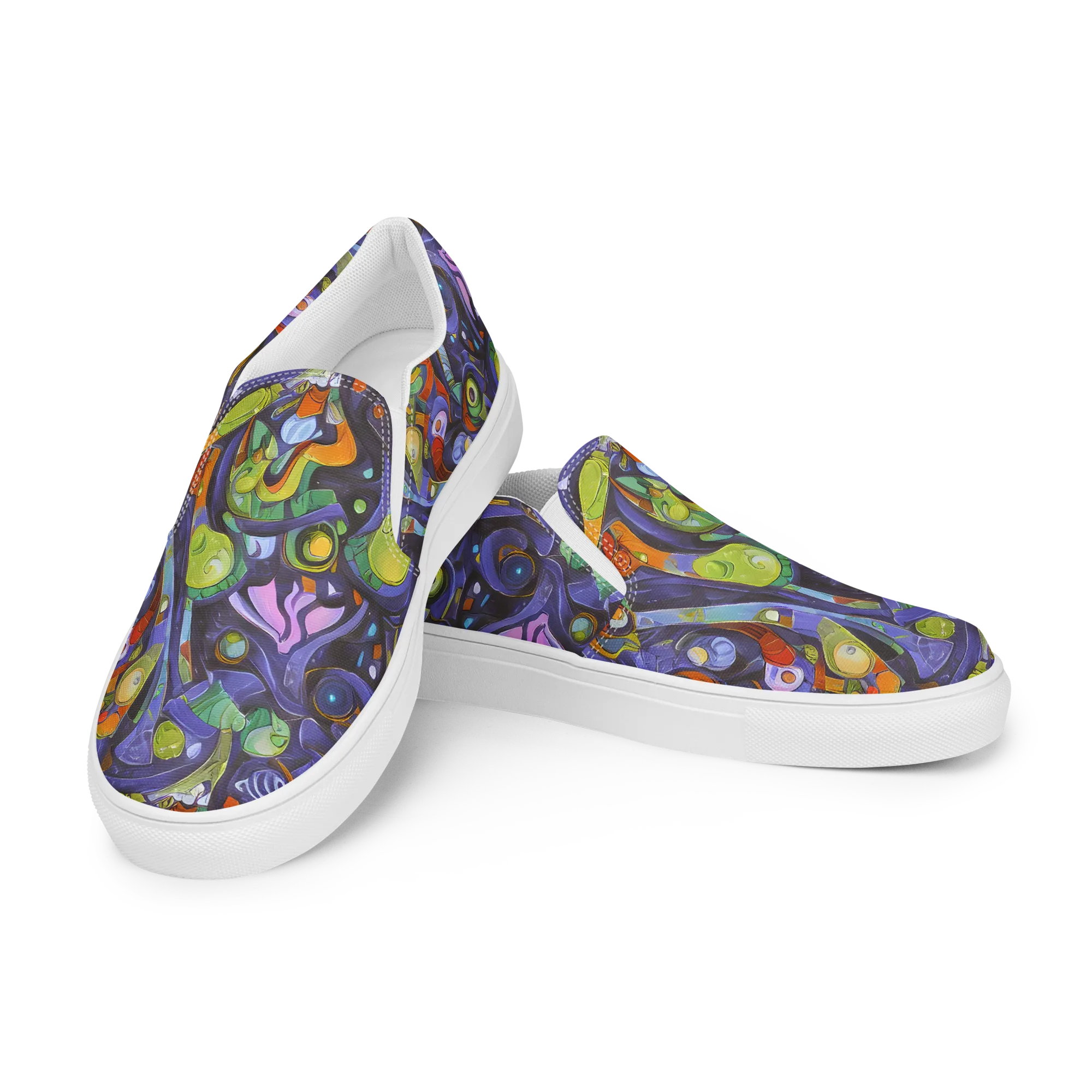 Neon Organism on Men's Slip-On Canvas Shoes — Left Front