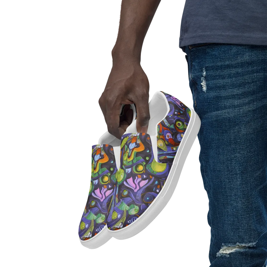 Neon Organism on Men's Slip-On Canvas Shoes — Left Front