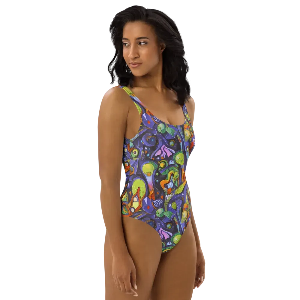 Neon Organism on One-Piece Swimsuit — Right