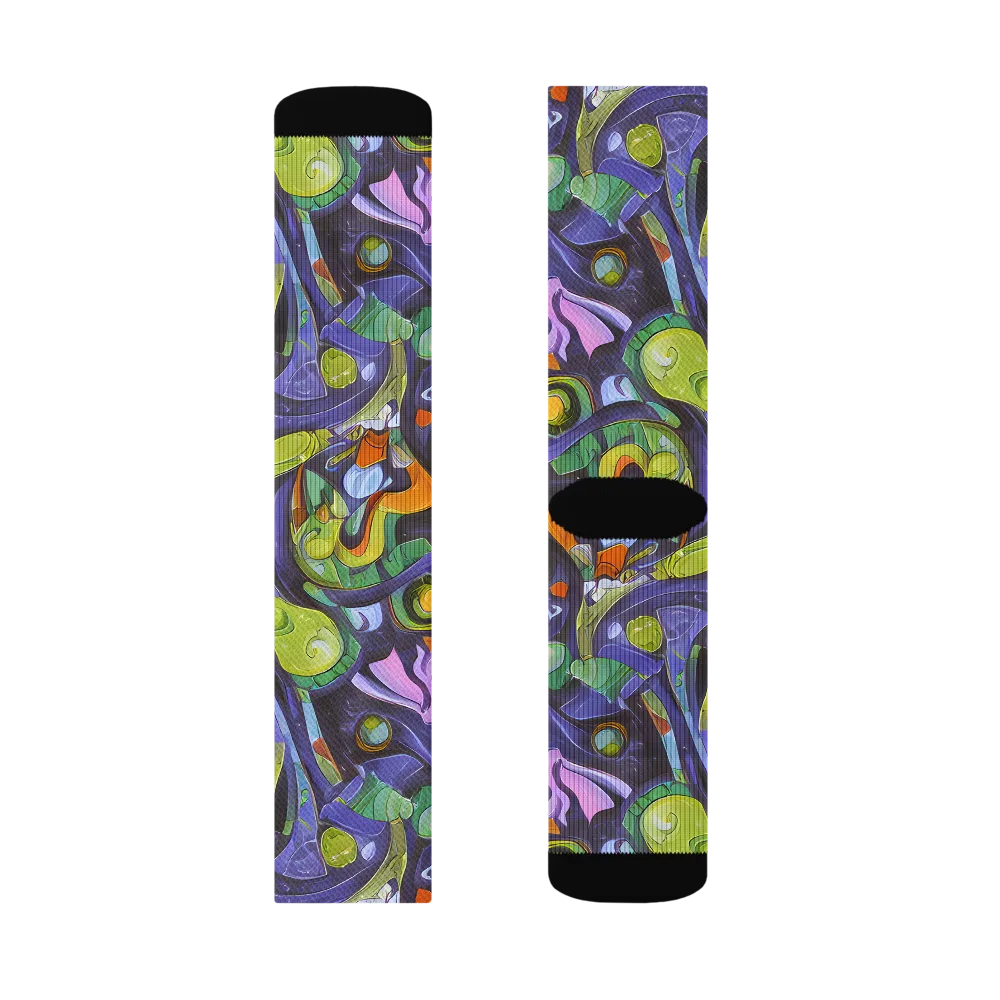Neon Organism on Socks — Left Sock