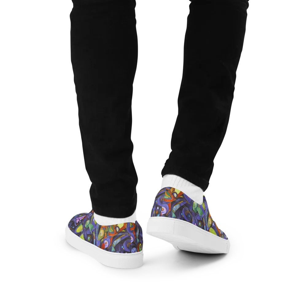 Neon Organism on Men's Lace-Up Canvas Shoes — Back
