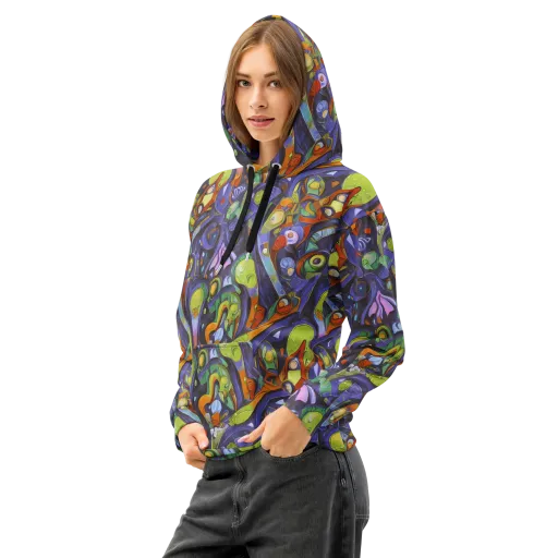 Neon Organism on a Cotton Hoodie