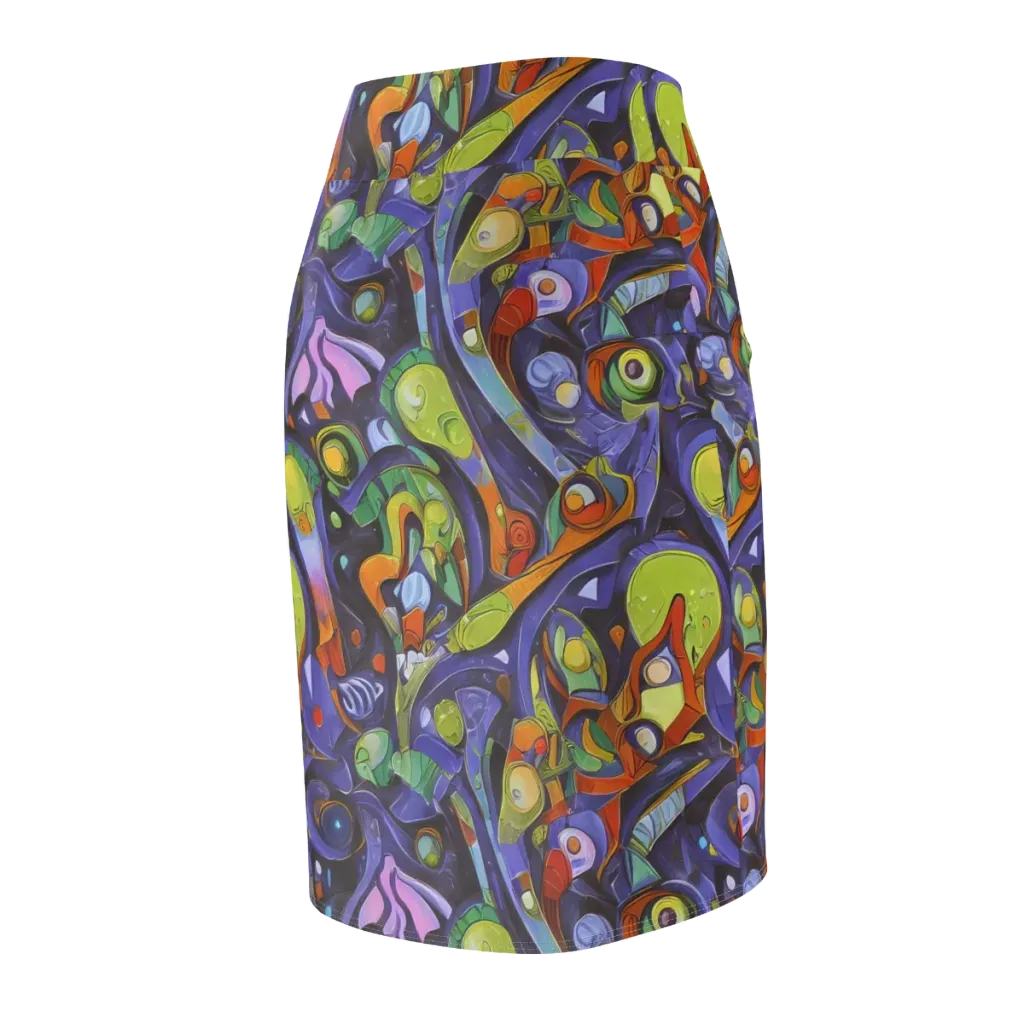 Neon Organism on Pencil Skirt — Back Side