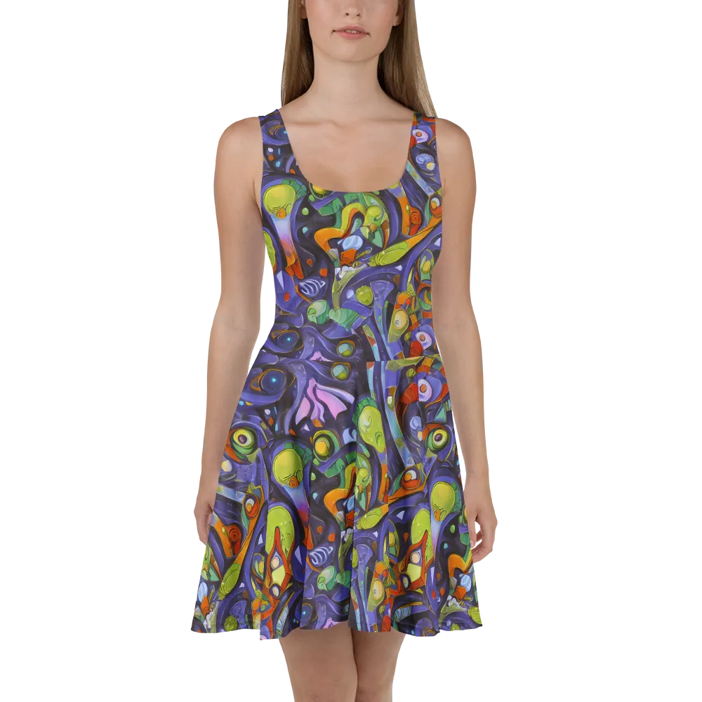 Neon Organism on Skater Dress — Front