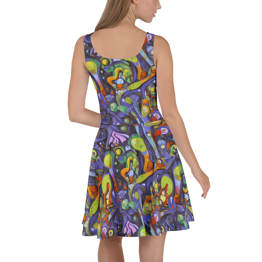 Neon Organism on Skater Dress — Back