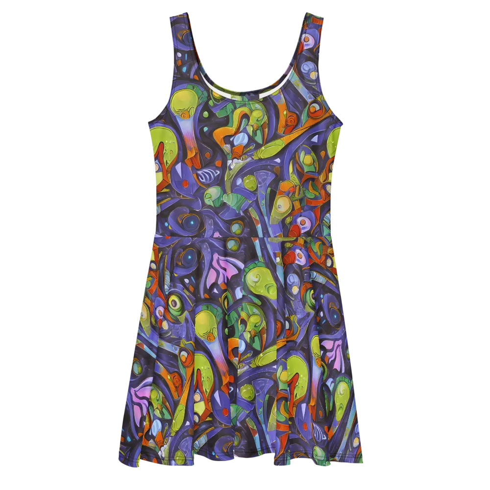Neon Organism on Skater Dress — Front