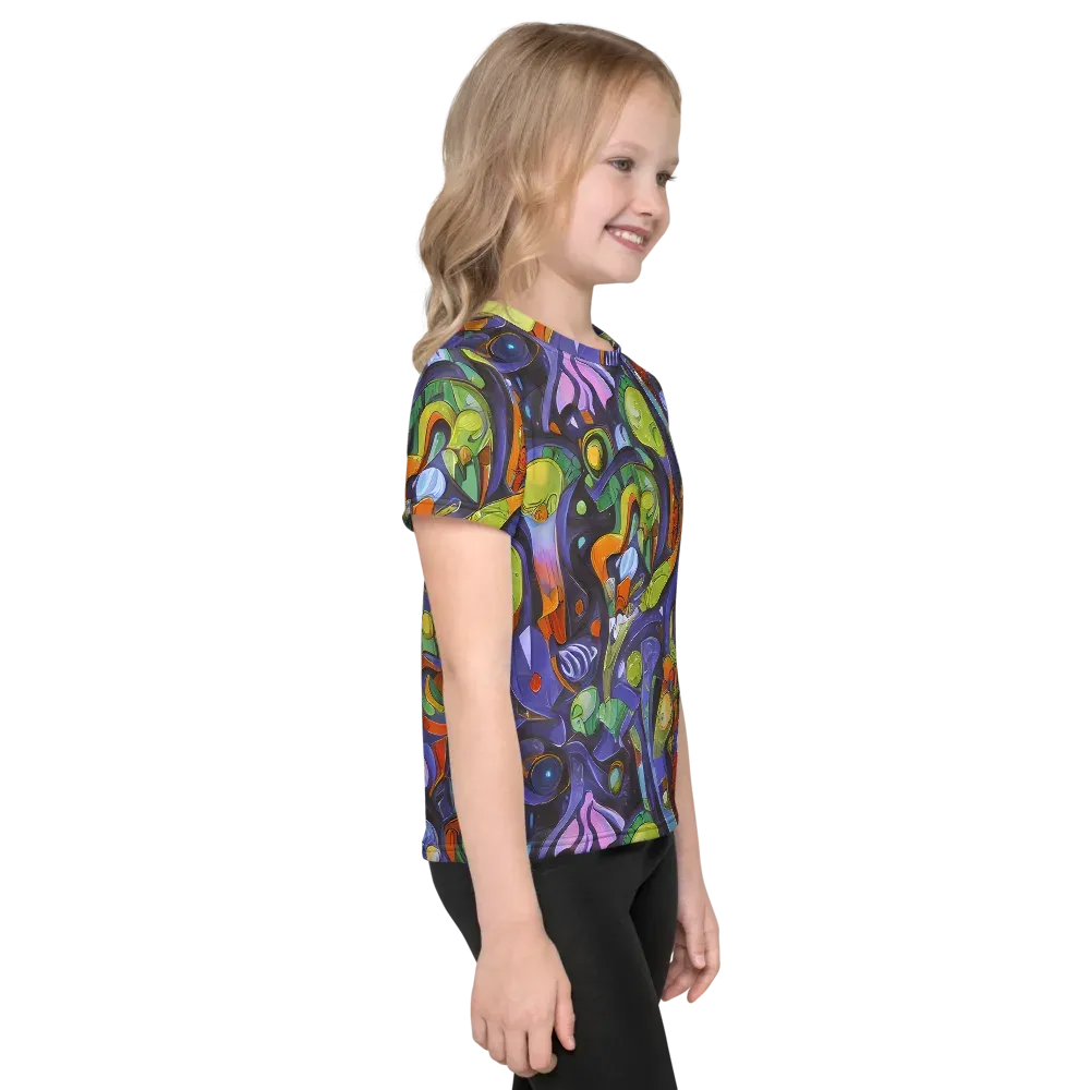 Neon Organism on Kids Crew Neck T-Shirt — Right