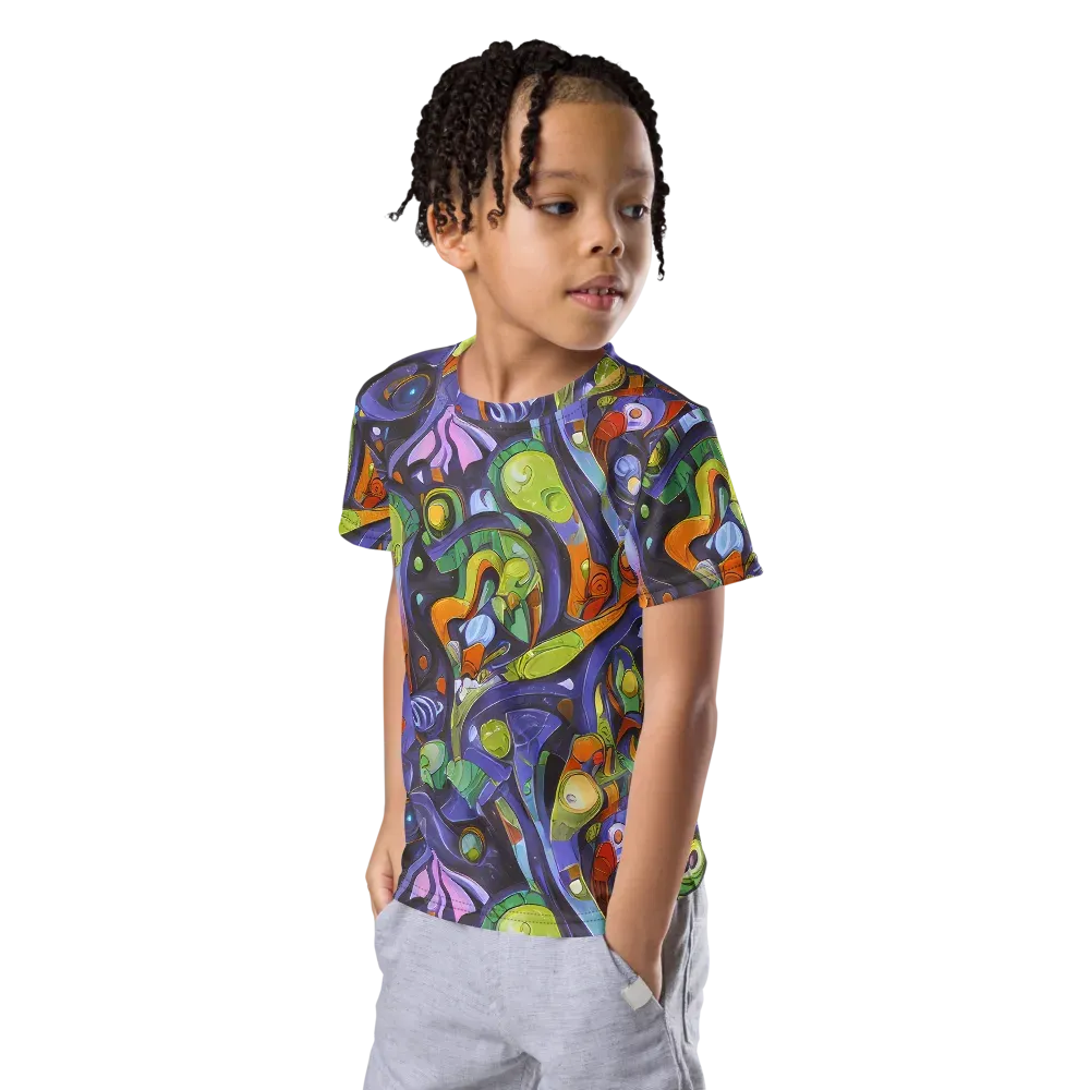 Neon Organism on Kids Crew Neck T-Shirt — Left Front