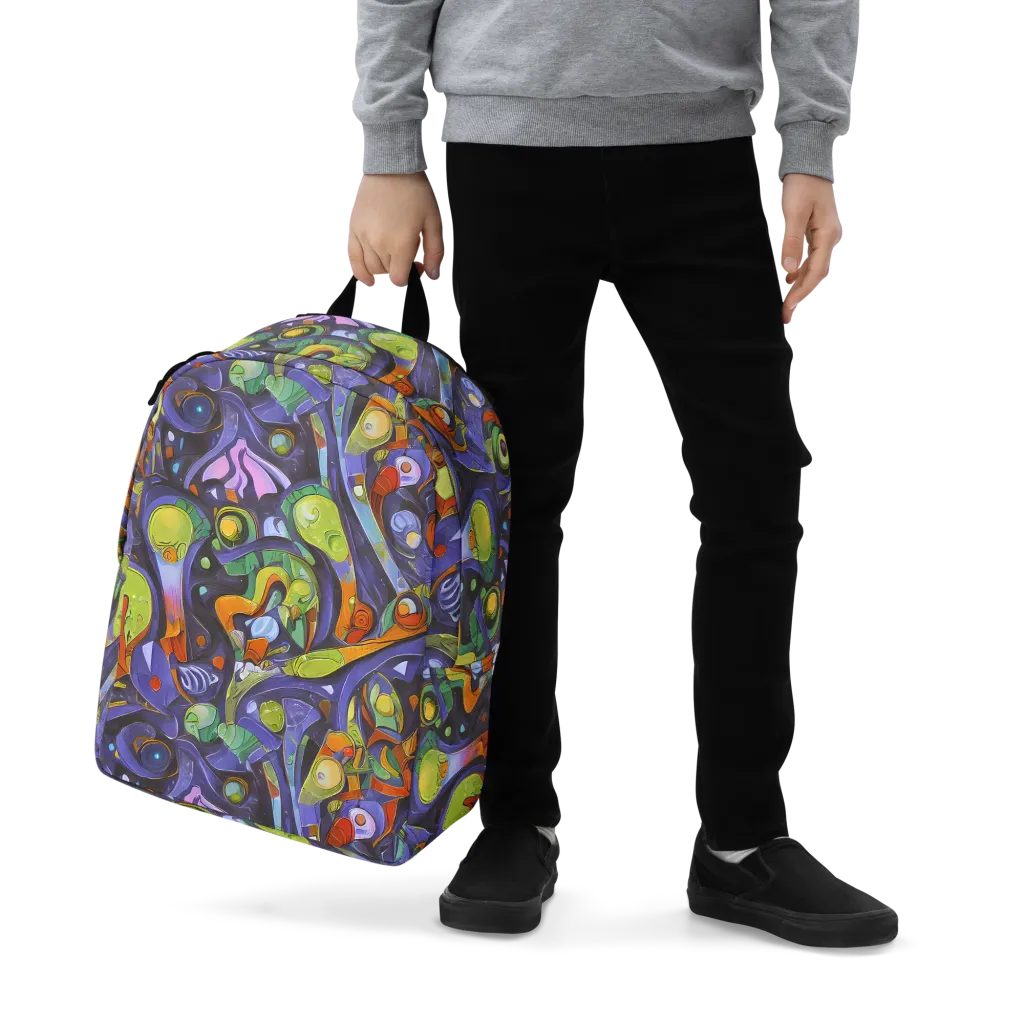 Neon Organism on Minimalist Backpack — Zoomed-in