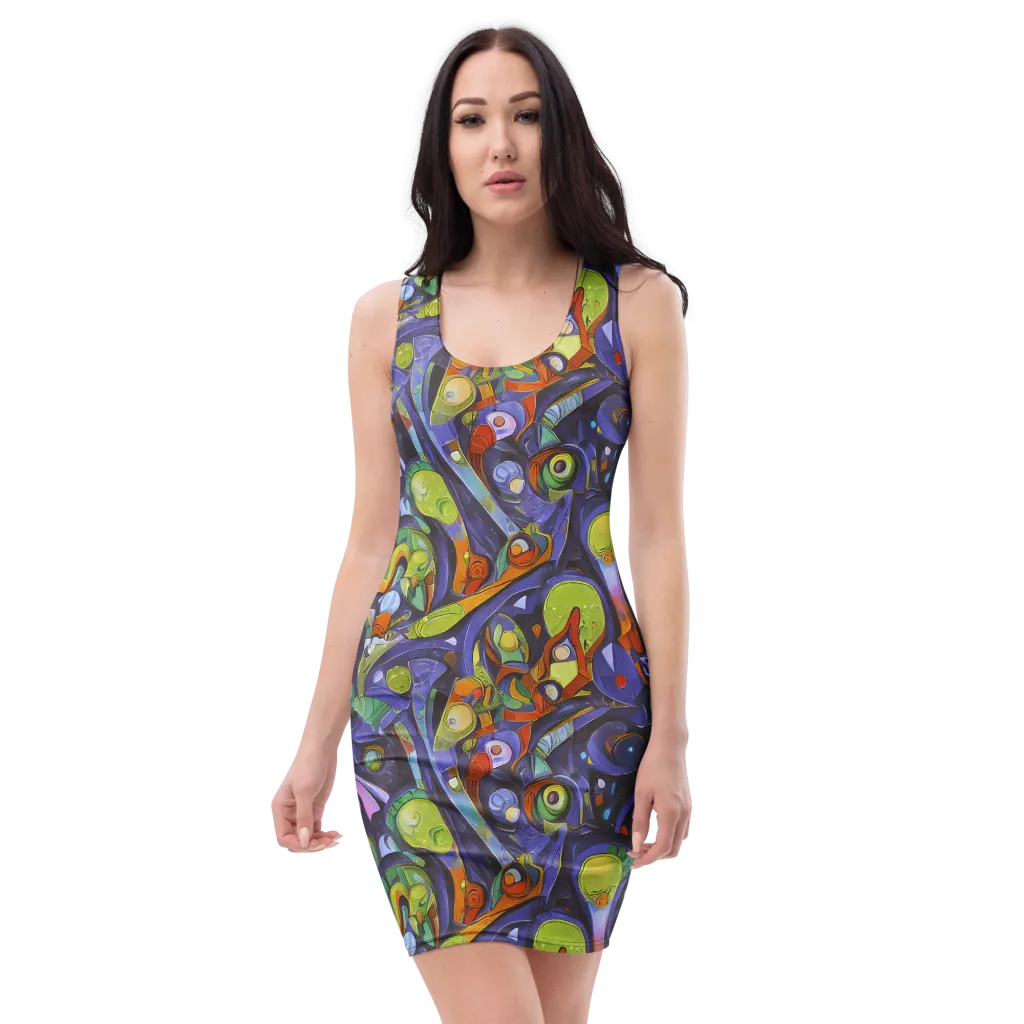 Neon Organism on Bodycon Dress — Front