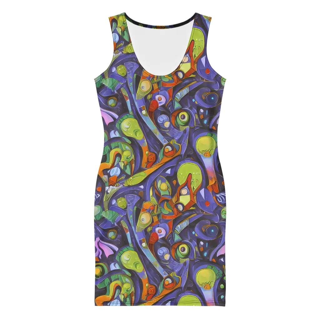 Neon Organism on Bodycon Dress — Front