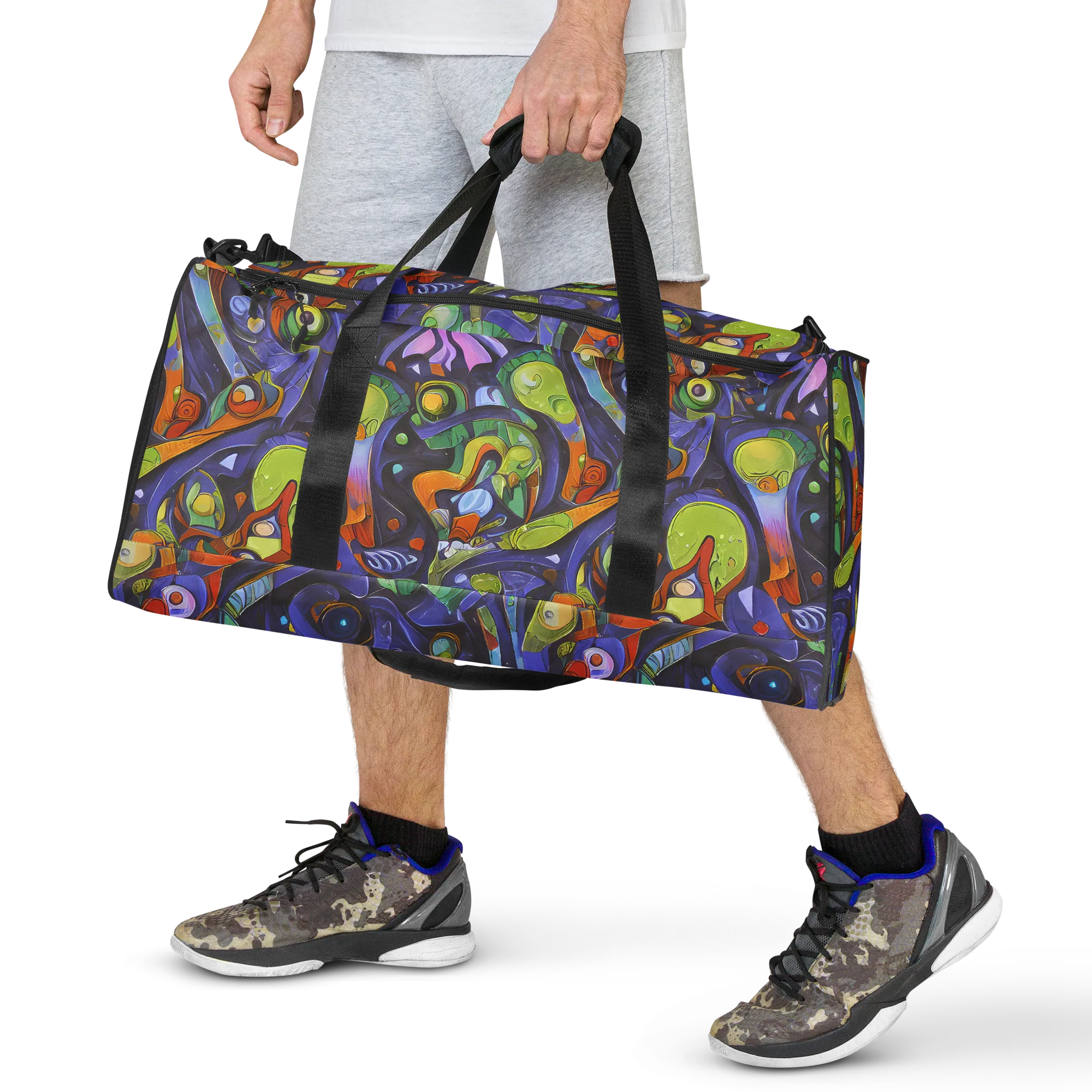 Neon Organism on Duffle Bag — Front