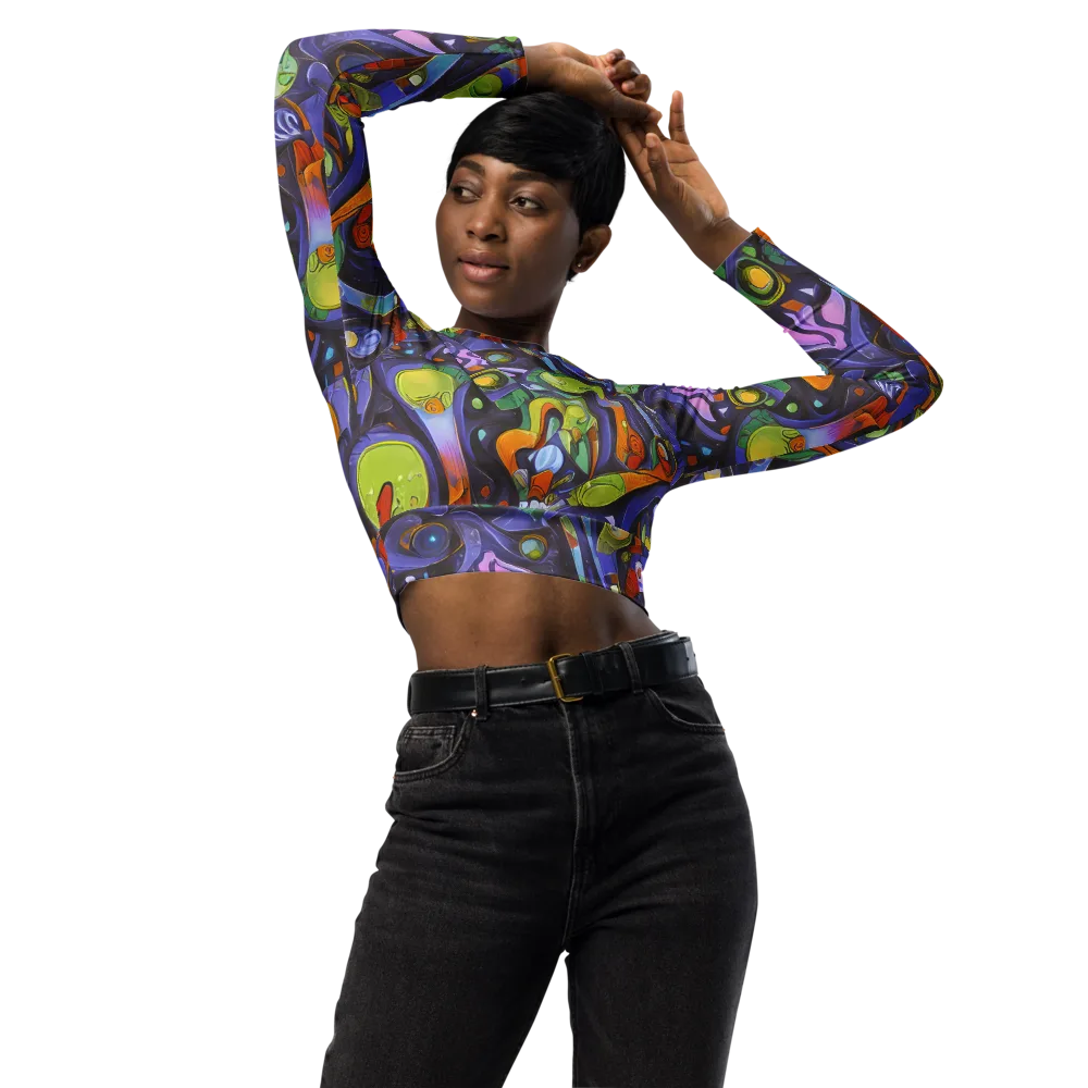 Neon Organism on Long Sleeve Crop Top — Front