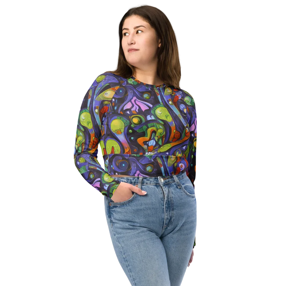 Neon Organism on Long Sleeve Crop Top — Front