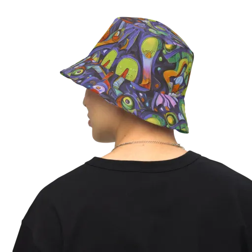 Neon Organism on a Reversible Bucket Hat