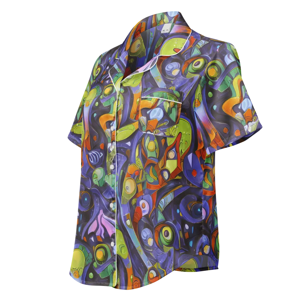 Neon Organism on Women's Short Sleeve Pajama Top — Left Front