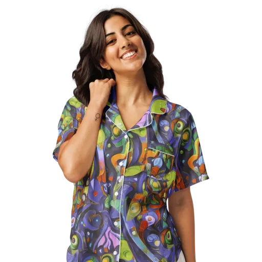 Neon Organism on a Women's Short Sleeve Pajama Top