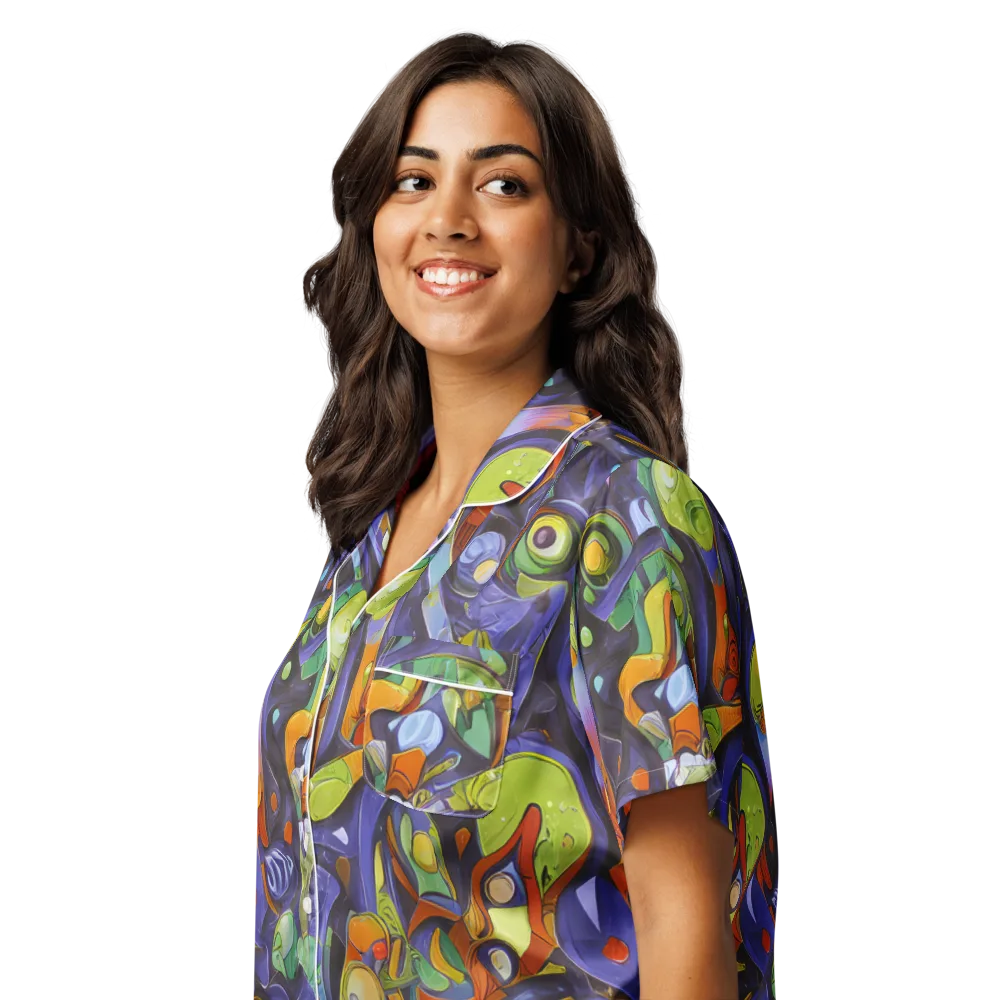 Neon Organism on Women's Short Sleeve Pajama Top — Left Front
