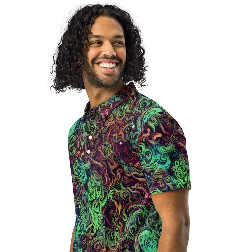 Emerald Maelstrom on Men's Slim Fit Polo Shirt — Left Front