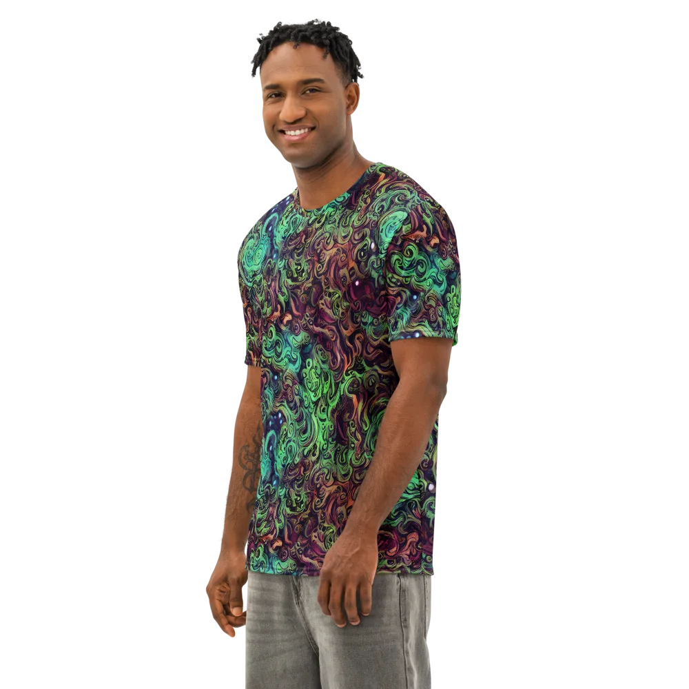 Emerald Maelstrom on Men's Cotton Crew Neck T-Shirt — Left Front