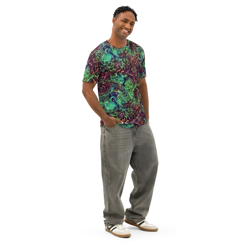 Emerald Maelstrom on Men's Cotton Crew Neck T-Shirt — Right Front