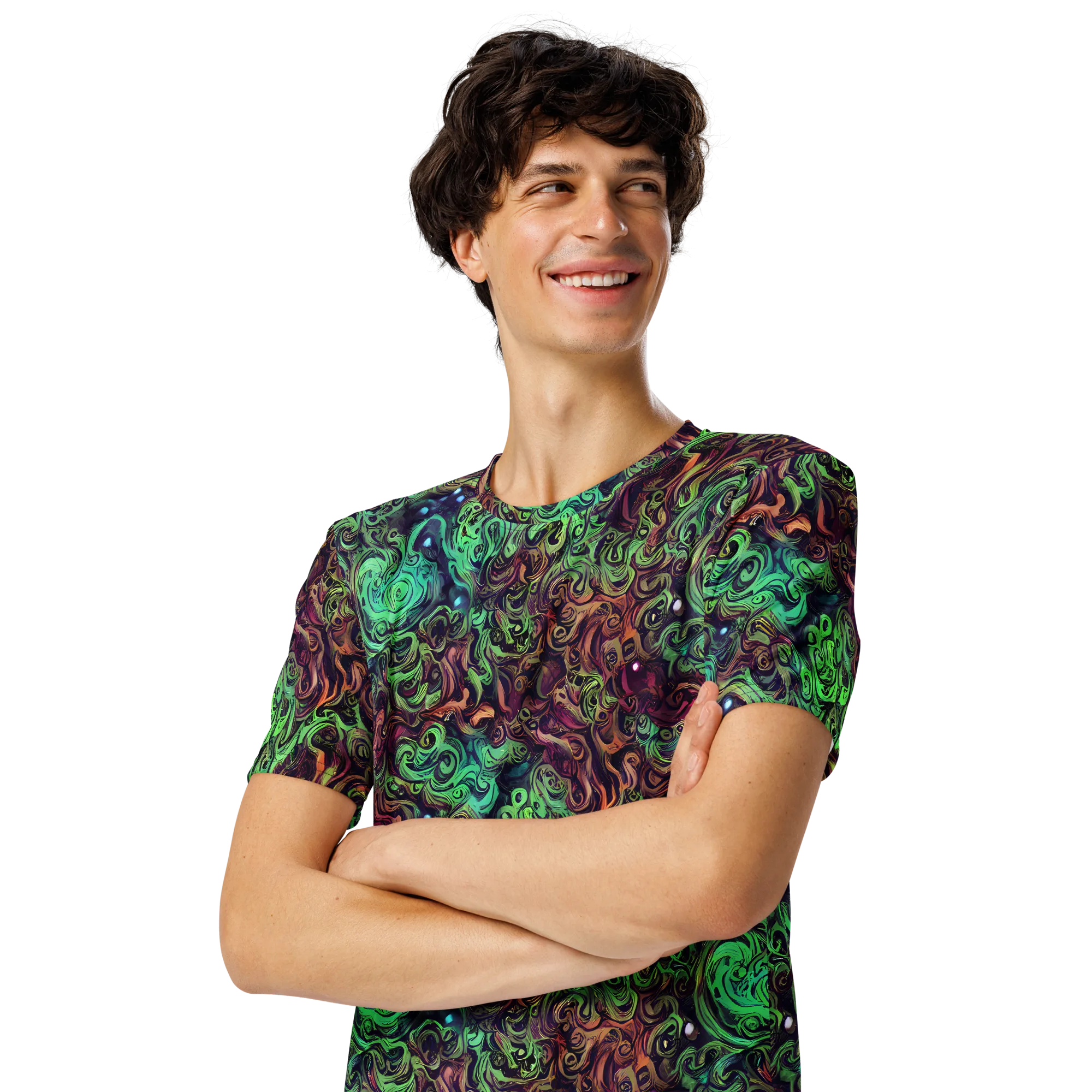 Emerald Maelstrom on Men's Crew Neck T-Shirt — Left Front