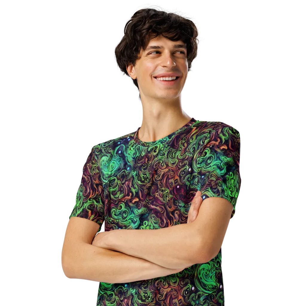 Emerald Maelstrom on Men's Crew Neck T-Shirt — Left Front