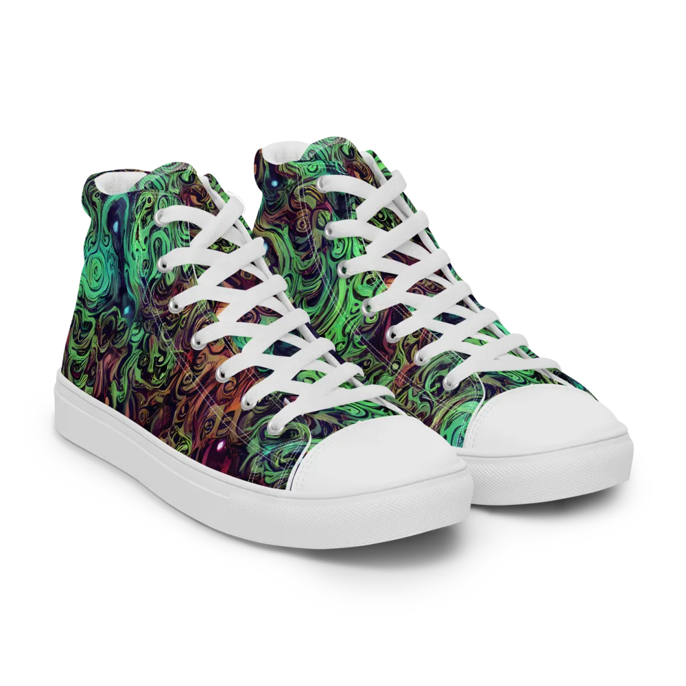 Emerald Maelstrom on Men's High Top Canvas Shoes — Right Front