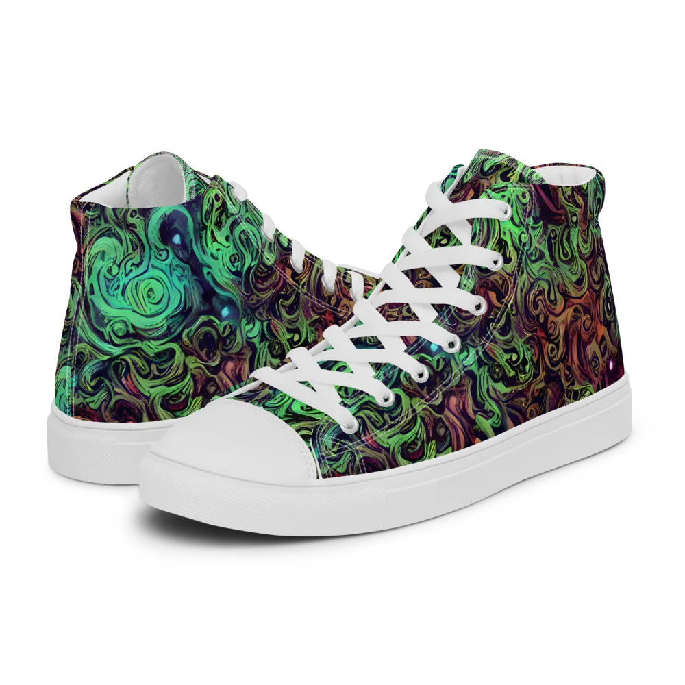 Emerald Maelstrom on Men's High Top Canvas Shoes — Left