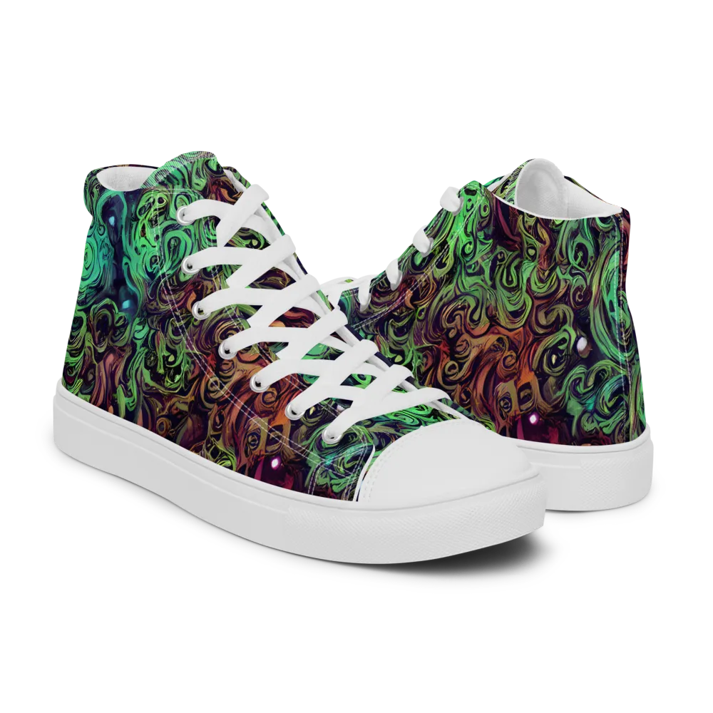 Emerald Maelstrom on Men's High Top Canvas Shoes — Right