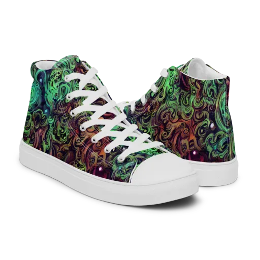 Emerald Maelstrom on a Men's High Top Canvas Shoes