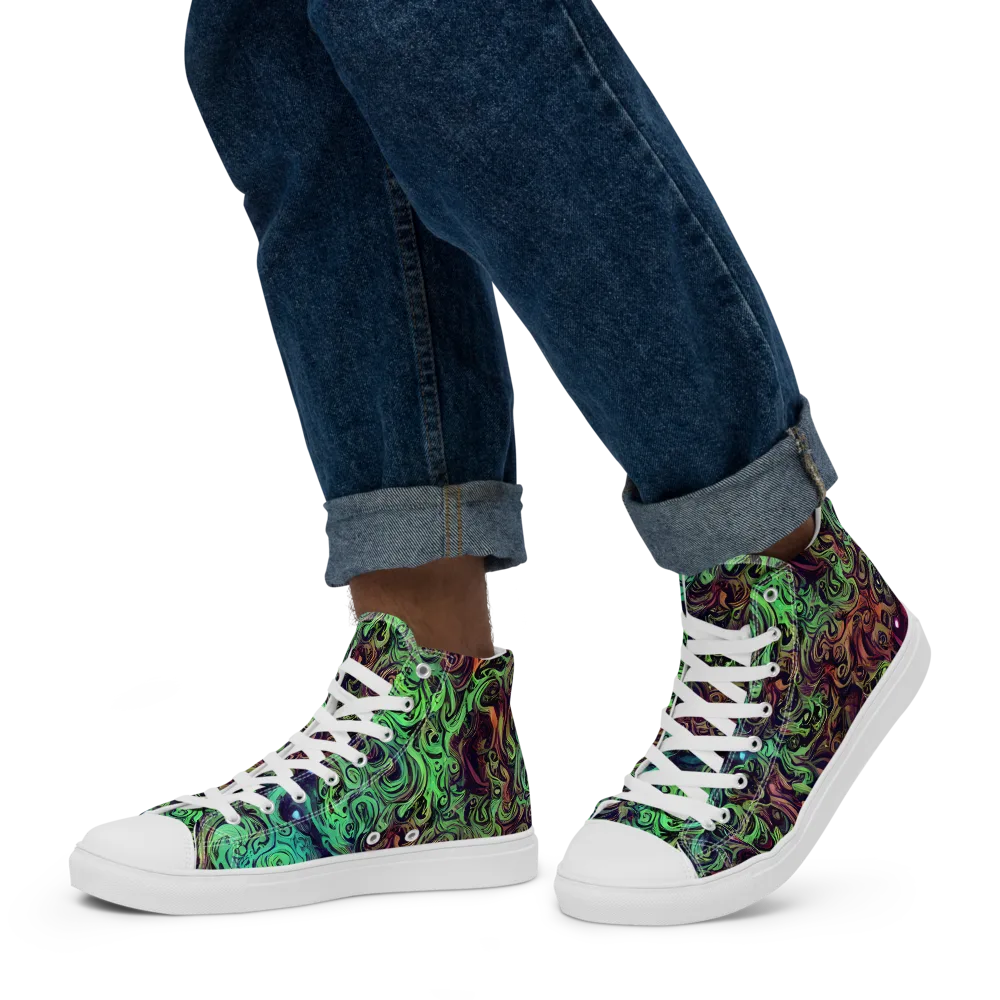 Emerald Maelstrom on Men's High Top Canvas Shoes — Left