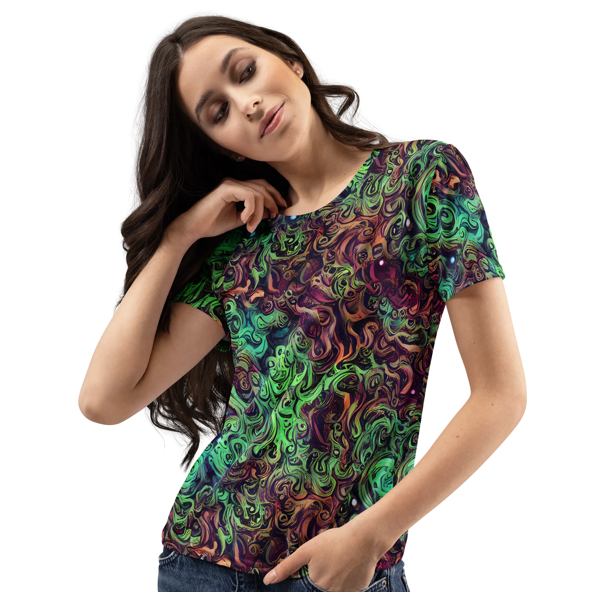 Emerald Maelstrom on Women's Crew Neck T-Shirt — Left Front