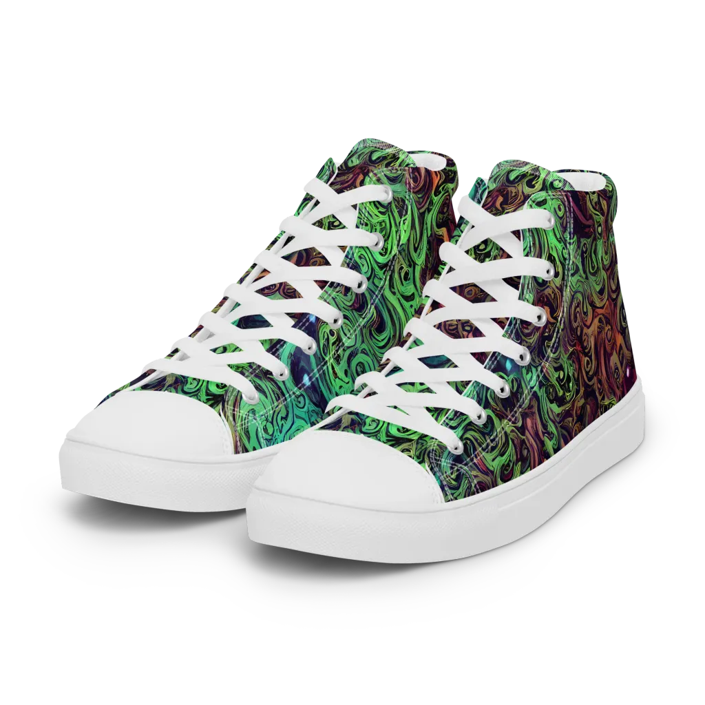 Emerald Maelstrom on Women's High Top Canvas Shoes — Left Front