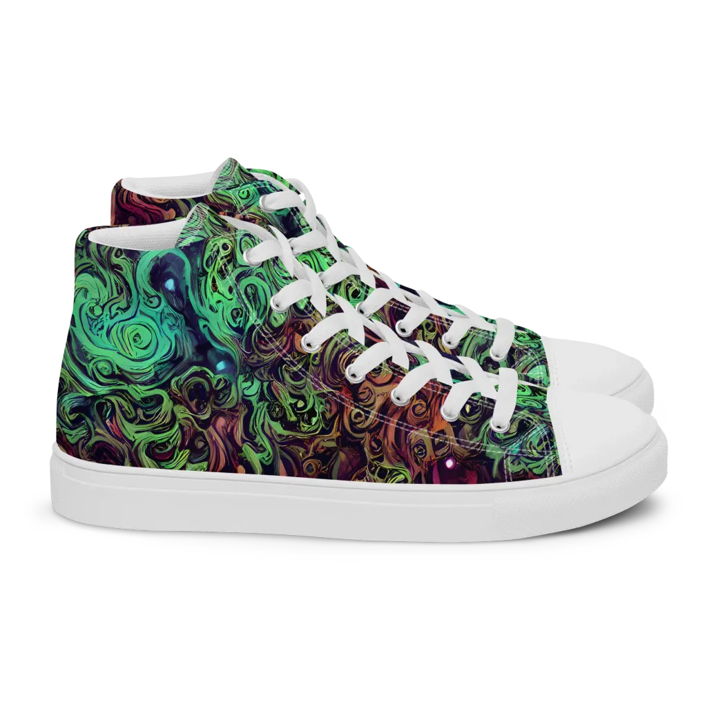 Emerald Maelstrom on Women's High Top Canvas Shoes — Right