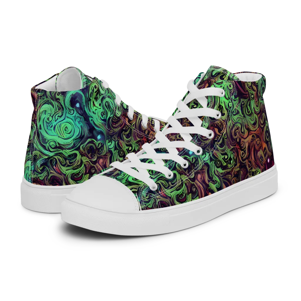 Emerald Maelstrom on Women's High Top Canvas Shoes — Left