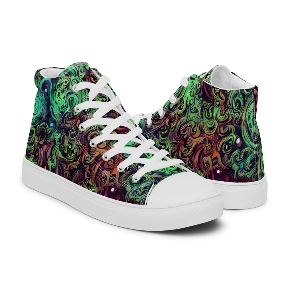Emerald Maelstrom on Women's High Top Canvas Shoes — Right