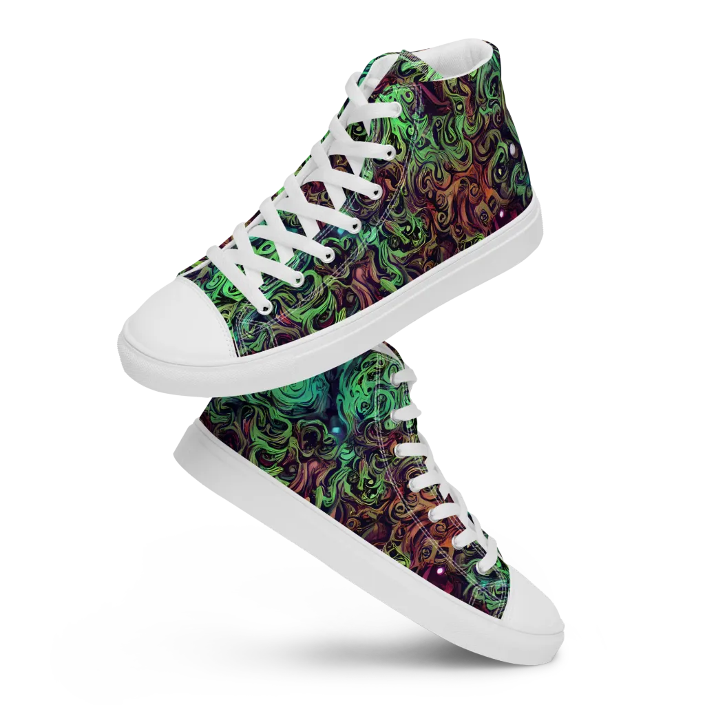 Emerald Maelstrom on Women's High Top Canvas Shoes — Front