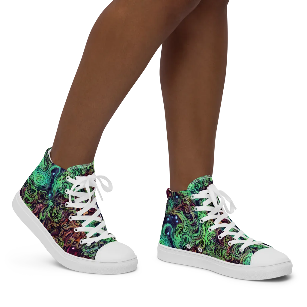 Emerald Maelstrom on Women's High Top Canvas Shoes — Right