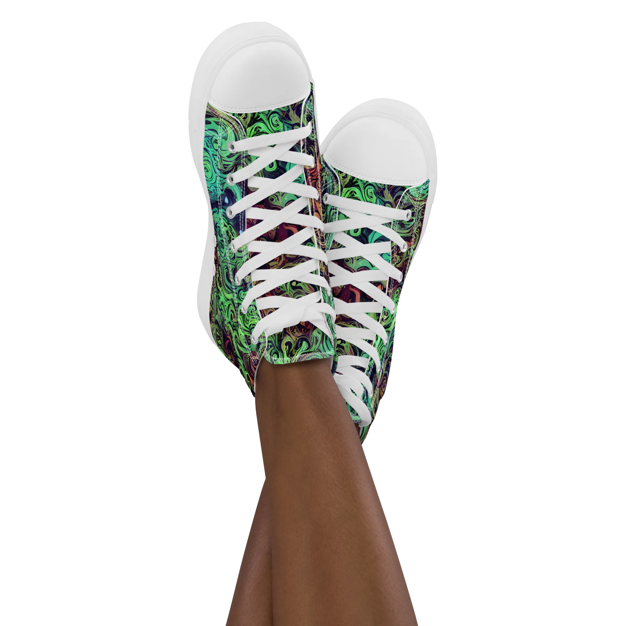 Emerald Maelstrom on Women's High Top Canvas Shoes — Front